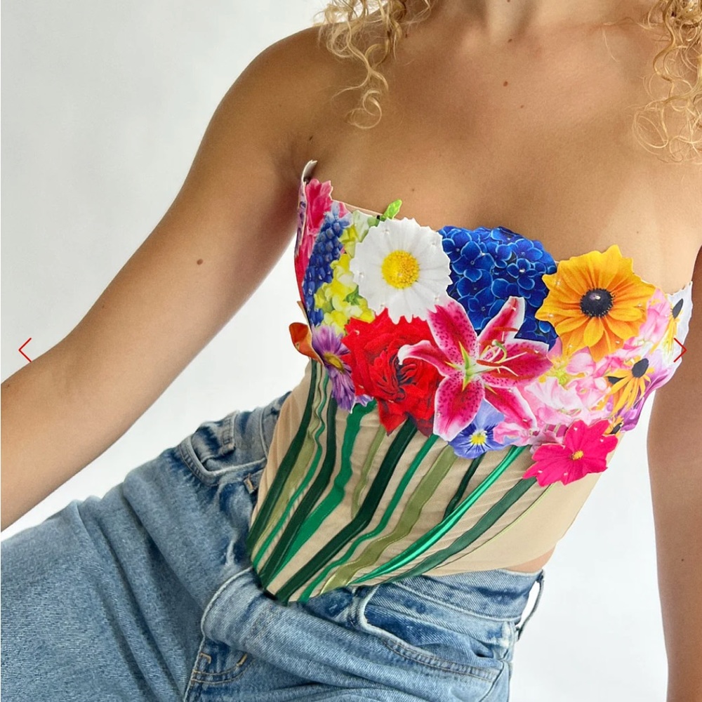 Tyler McGillivary bouquet flower corset top